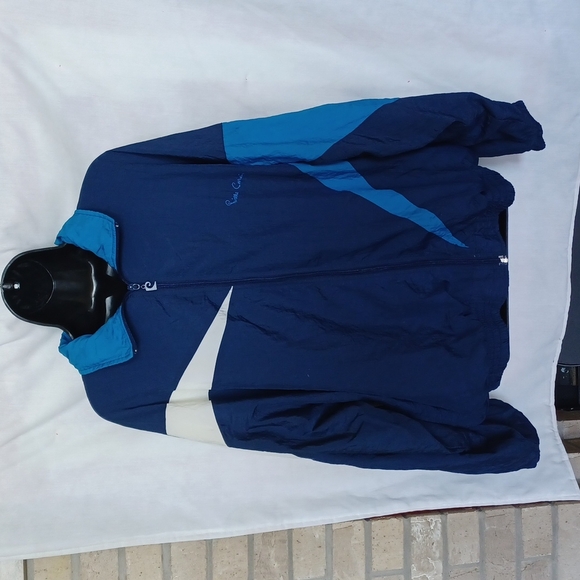 Pierre Cardin 90s vintage Windbreaker , navy, turquoise, white, L - Picture 1 of 7